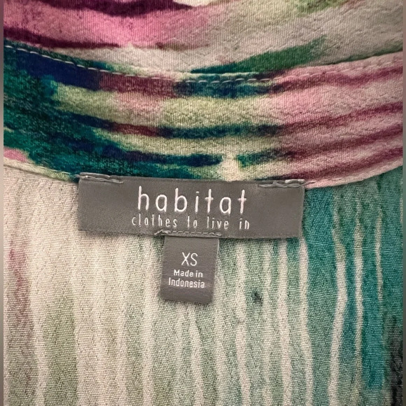 Habitat Clothes to Live In Watercolor Tiered Ruffled Bell Sleeve Blouse XS - Picture 6 of 11